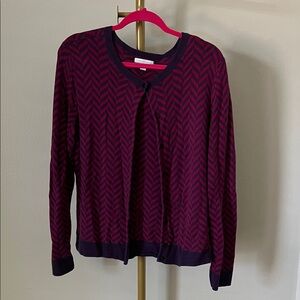 New York & Company Chevron Knit Cardigan - Purple and Magenta